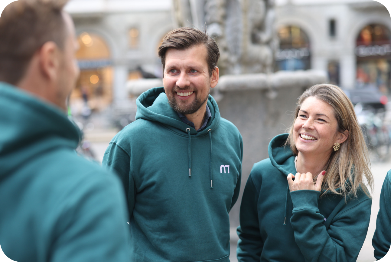 Thomas Thorseng & Anna Jardelid outside with Monto hoodies